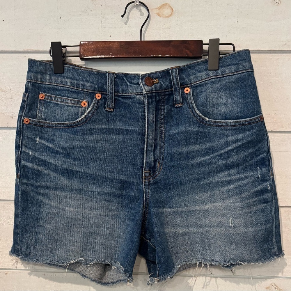 Madewell Medium-Blue Jean Shorts with Raw Hem